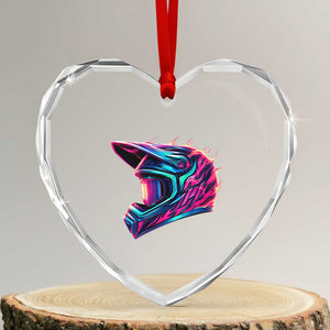 Motocross Helmet Neon Flame Graphic Dirt Bike Racing Heart Crystal Glass Ornament TS11 Transparent Glass 3'' Heart Print Your Wear