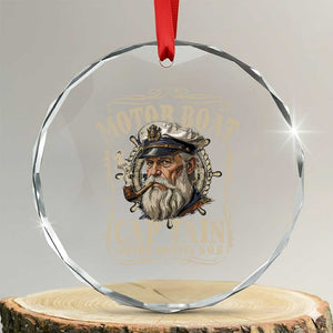Motor Boat Captain Crystal Glass Ornament Funny Pontoon Boating Motor Boatin Lake TS10 Transparent Glass 3'' Circle Print Your Wear