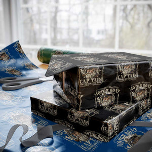 Motor Boat Captain Wrapping Paper Roll Funny Pontoon Boating Motor Boatin Lake TS10 Black Print Your Wear