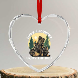 Motorcycle Bigfoot Sasquatch Heart Crystal Glass Ornament Life Is A Journey Enjoy The Ride TS14 Transparent Glass 3'' Heart Print Your Wear