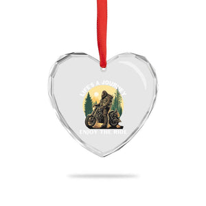 Motorcycle Bigfoot Sasquatch Heart Crystal Glass Ornament Life Is A Journey Enjoy The Ride TS14 Print Your Wear