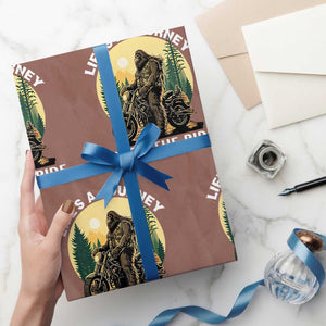 Motorcycle Bigfoot Sasquatch Wrapping Paper Roll Life Is A Journey Enjoy The Ride TS14 Mocha Print Your Wear