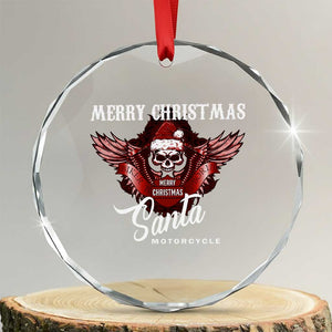 Motorcycle Biker Santa Crystal Glass Ornament Merry Christmas Skull Xmas TS10 Transparent Glass 3'' Circle Print Your Wear
