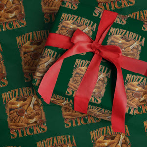 Mozzarella Sticks Wrapping Paper Roll Funny Foodie Meme Snack Lover Vintage 90s TS10 Green Print Your Wear