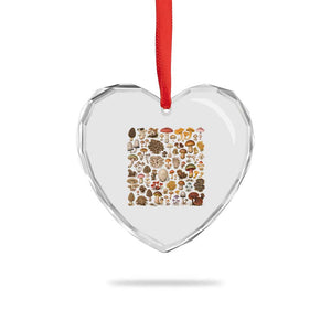 Mushroom Lovers Heart Crystal Glass Ornament Mycology Fungi Foraging Mushroom Whisperer