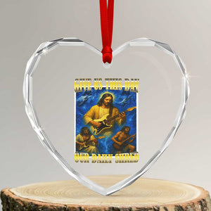 Music Give Us This Day Our Daily Shred Heart Crystal Glass Ornament Funny Jesus Rock Guitar Meme TS02 Transparent Glass 3'' Heart Print Your Wear