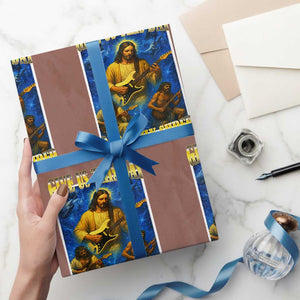 Music Give Us This Day Our Daily Shred Wrapping Paper Roll Funny Jesus Rock Guitar Meme TS02 Mocha Print Your Wear