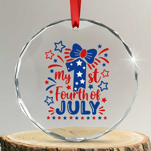 My 1st Fourth of July Patriotic Star Bow Crystal Glass Ornament Number One Festive Holiday Independence Milestone