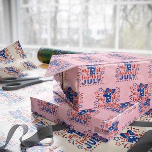 My 1st Fourth of July Patriotic Star Bow Wrapping Paper Roll Number One Festive Holiday Independence Milestone