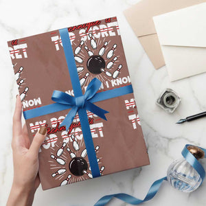 My Bowling Technique Is Top Secret Wrapping Paper Roll Funny Bowler Gift TS12 Mocha Print Your Wear