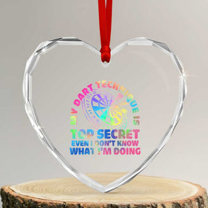 My Dart Technique Is Top Secret Heart Crystal Glass Ornament Vintage Tie Dye Dart Lover TS12 Transparent Glass 3'' Heart Print Your Wear
