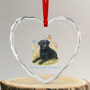 My Dog Is My Therapist Heart Crystal Glass Ornament Labrador Retriever Lover Gift TS12 Transparent Glass 3'' Heart Print Your Wear