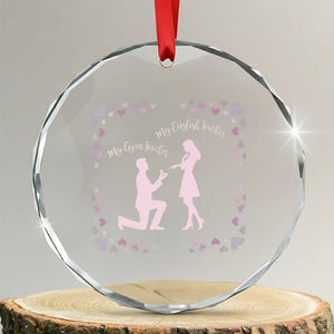 My English Teacher and Gym Teacher Are Getting Married Crystal Glass Ornament She Said Yes Love Story Romance TS02 Transparent Glass 3'' Circle Print Your Wear