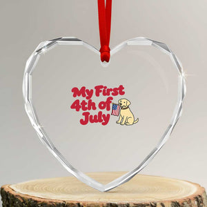 My First 4th of July Cute Golden Retriever Puppy Dog Heart Crystal Glass Ornament American Flag Independence Holiday Milestone