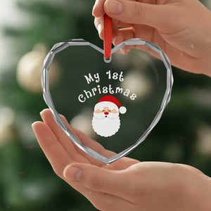 My First Christmas Heart Crystal Glass Ornament Baby's First Holiday Xmas Santa TS10 Print Your Wear