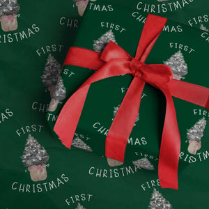 My First Christmas Wrapping Paper Roll Baby's First Holiday Xmas Tree Bow TS10 Green Print Your Wear