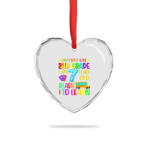 My First Day of 2nd Grade Heart Crystal Glass Ornament Ready to Learn Back to School