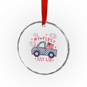 My First July 4th Gingham Vintage Truck Americana Crystal Glass Ornament Patriotic Fireworks Independence Holiday Milestone