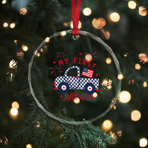 My First July 4th Gingham Vintage Truck Americana Crystal Glass Ornament Patriotic Fireworks Independence Holiday Milestone