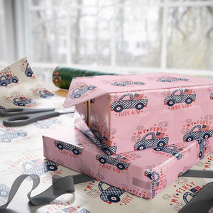 My First July 4th Gingham Vintage Truck Americana Wrapping Paper Roll Patriotic Fireworks Independence Holiday Milestone