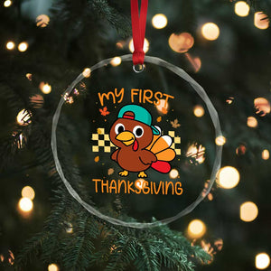 My First Thanksgiving Crystal Glass Ornament Funny Newborn Thanksgiving Turkey Boys TS10 Print Your Wear