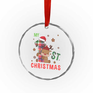 My First Xmas Cute Reindeer Santa Hat Crystal Glass Ornament TS11 Print Your Wear