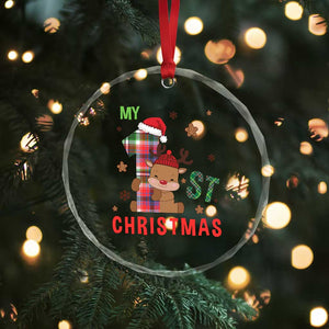 My First Xmas Cute Reindeer Santa Hat Crystal Glass Ornament TS11 Print Your Wear