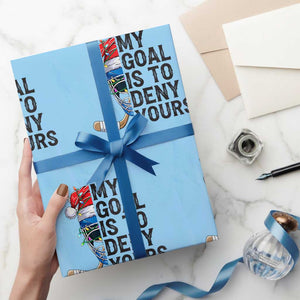 My Goal Is To Deny Yours Wrapping Paper Roll Ice Hockey Helmet Christmas Gift TS12 Light Blue Print Your Wear