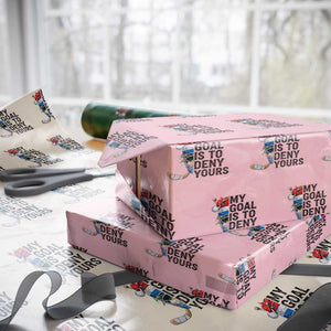My Goal Is To Deny Yours Wrapping Paper Roll Ice Hockey Helmet Christmas Gift TS12 Light Pink Print Your Wear