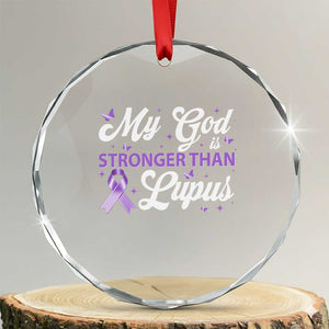 My God Is Bigger Than Lupus Crystal Glass Ornament Purple Ribbon TS10 Transparent Glass 3'' Circle Print Your Wear