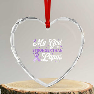 My God Is Bigger Than Lupus Heart Crystal Glass Ornament Purple Ribbon TS10 Transparent Glass 3'' Heart Print Your Wear