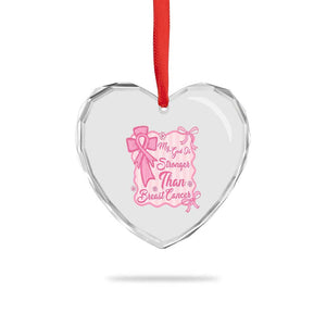 My God Is Stronger Than Breast Cancer Heart Crystal Glass Ornament Christian Support Gift