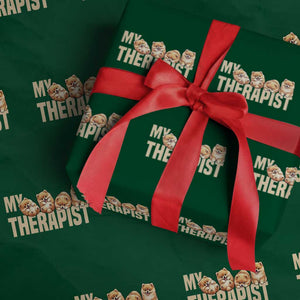 My Therapist Is My Dog Wrapping Paper Roll Cute Pomeranian Lover Meme TS12 Green Print Your Wear