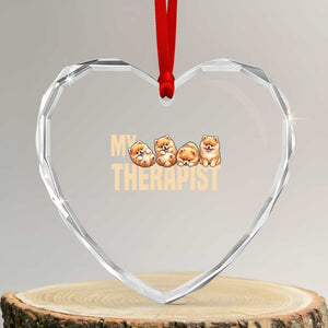 My Therapist Is My Dog Heart Crystal Glass Ornament Cute Pomeranian Lover Meme TS12 Transparent Glass 3'' Heart Print Your Wear