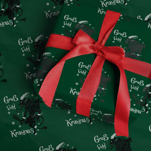 Mythical Krampus Wrapping Paper Roll Gruss Vom Christmas Horror Figure Greeting TS02 Green Print Your Wear