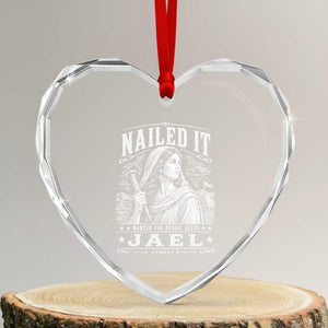 Nailed It Jael Judges 4 Old Testament Heart Crystal Glass Ornament Funny Biblical Woodcut Christian Faith