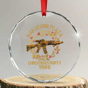 Nakatomi Plaza Christmas Party Crystal Glass Ornament American Patriotic Gold Holly Wreath Machine Gun TS09 Transparent Glass 3'' Circle Print Your Wear