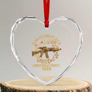 Nakatomi Plaza Christmas Party Heart Crystal Glass Ornament American Patriotic Gold Holly Wreath Machine Gun TS09 Transparent Glass 3'' Heart Print Your Wear