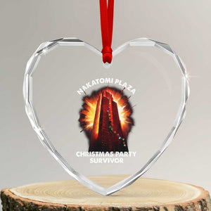 Nakatomi Plaza Christmas Party Survivor Heart Crystal Glass Ornament TS09 Transparent Glass 3'' Heart Print Your Wear