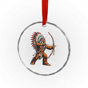 Native American Bigfoot Chief Crystal Glass Ornament Forest Warrior Pride Graphic