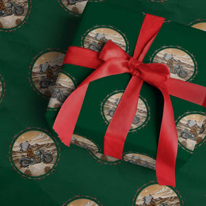 Native American Biker Gift Wrapping Paper Roll Skull Motorcycle Rider