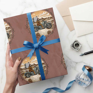 Native American Biker Gift Wrapping Paper Roll Skull Motorcycle Rider