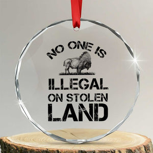 Native American Buffalo Graphic Crystal Glass Ornament No One Is Illegal On Stolen Land