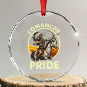 Native American Comanche Pride Indigenous People Day Crystal Glass Ornament TS14 Transparent Glass 3'' Circle Print Your Wear