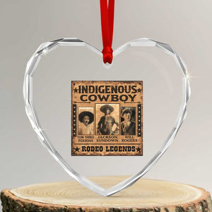 Native American Cowboy Rodeo Legends Heart Crystal Glass Ornament Vintage Western Country Cowboy