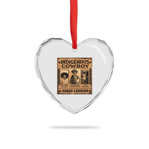 Native American Cowboy Rodeo Legends Heart Crystal Glass Ornament Vintage Western Country Cowboy