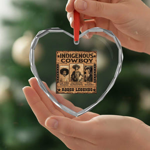 Native American Cowboy Rodeo Legends Heart Crystal Glass Ornament Vintage Western Country Cowboy