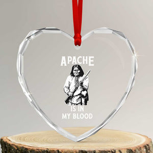 Native American Heart Crystal Glass Ornament Apache Is In My Blood TS14 Transparent Glass 3'' Heart Print Your Wear