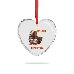 Native American Heart Crystal Glass Ornament We Are Here To Heal Not Harm We Are Here To Love Not Hate