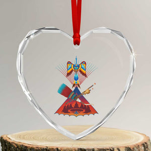 Native American Indigenous Heritage Peyote Water Bird Heart Crystal Glass Ornament